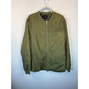 Stampd Strapped Bomber Jacket Men’s M Olive Green Gray Utility Pocket Double Zip